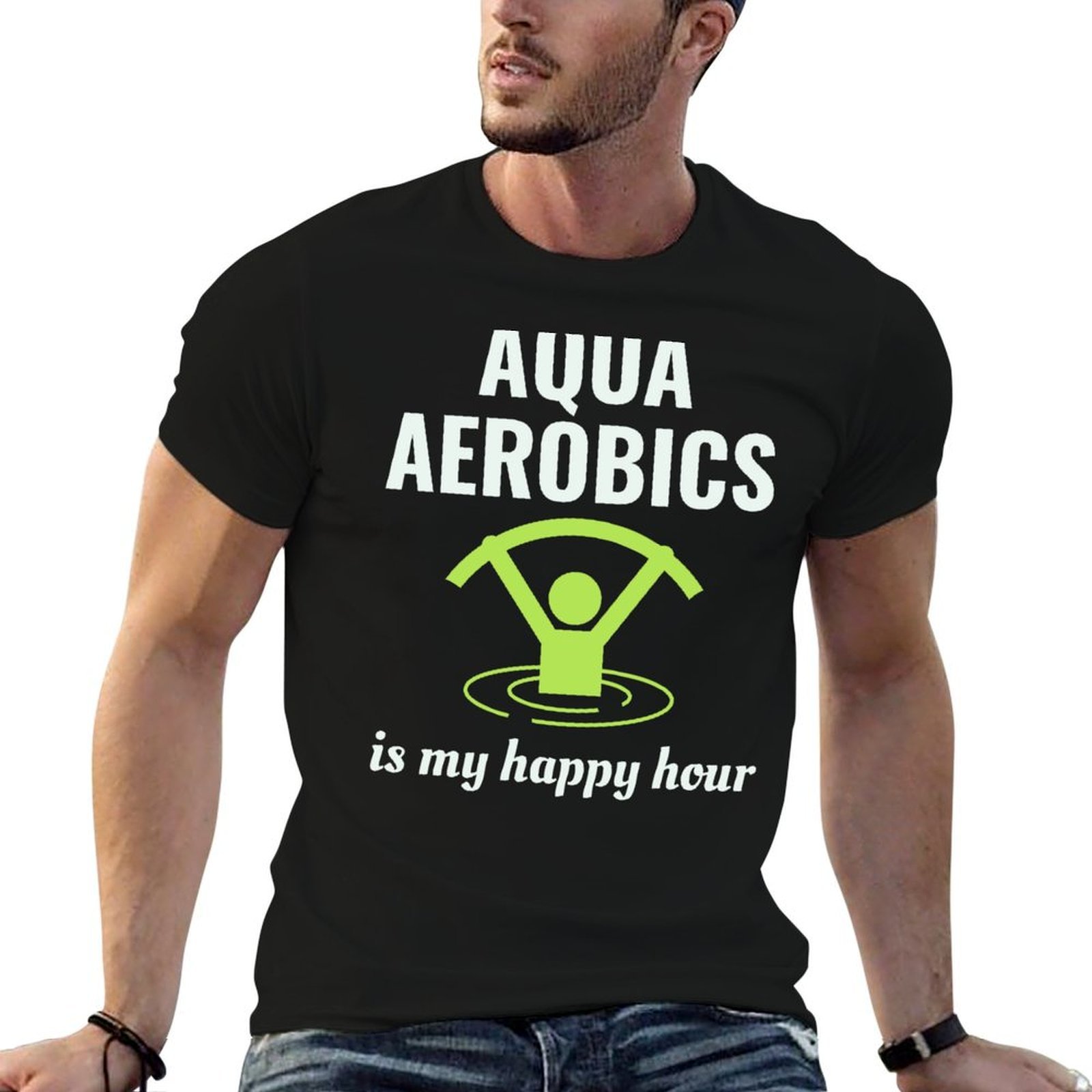 Aquatic Aerobics - ウォーターエアロビクス アクアティックフィットネス アクアエクササイズ Tシャツ トレンディプリント半袖Tシャツ