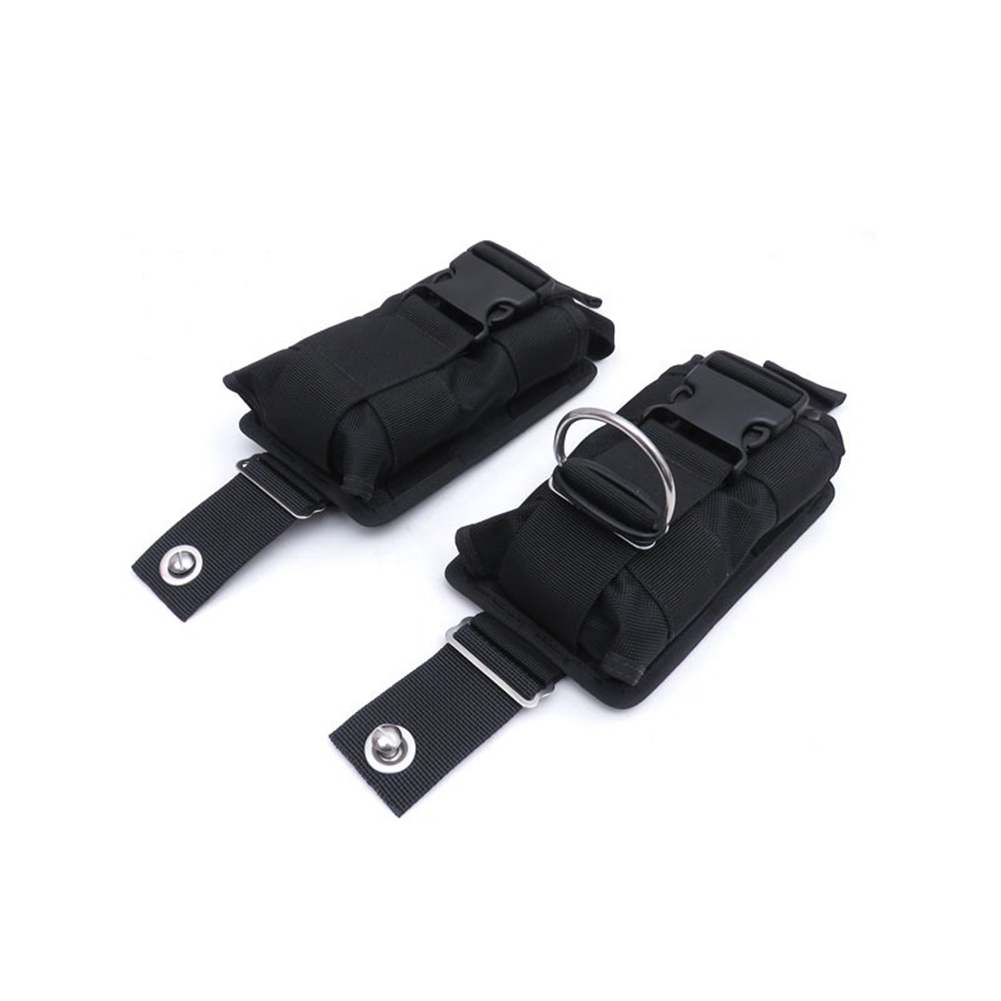 Dive Weight Belt - スキューバダイビングウェイトベルトポケット、スペアブラック、新品、クイックリリースバックル、1680dナイロン、22.5x15x5cm、2個